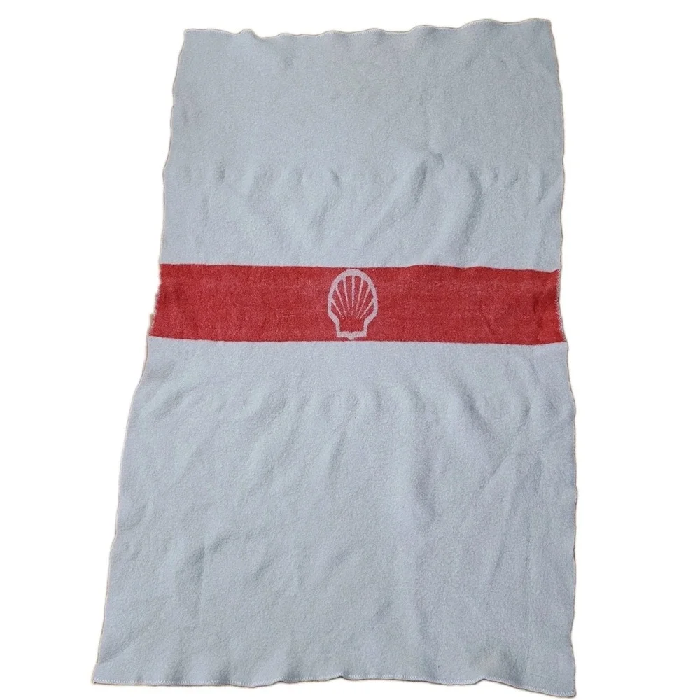 Vintage Virgin Wool Blanket Holland Red Striped Shell 76x46